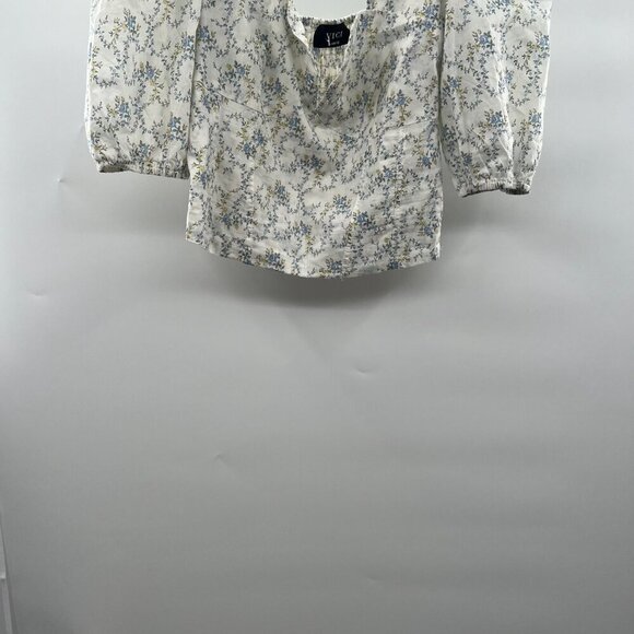 Vici Women's Short Puff Sleeve Floral Crop Top Sweetheart Neck Size Large - Picture 4 of 9